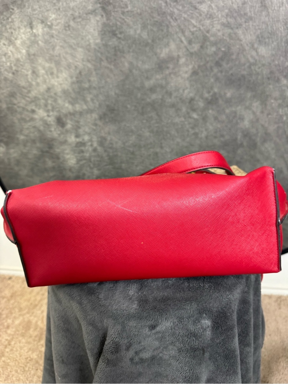 Calvin Klein Red Monogram Tote Bag Set | Large Tote & Matching Crossbody Purse - Picture 7 of 10